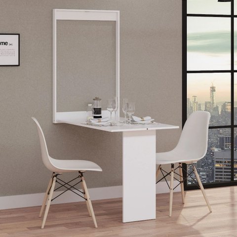 Mesa Dobrável Retrátil de Parede 100x64 Branco