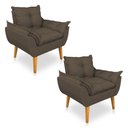 Ver imagem 2 de Kit 2 Poltronas Opala Decorativa Luxo Linho Marrom Dal Poz Estofados