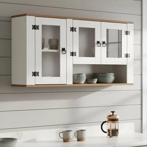 Aéreo Cozinha Armário Pia Madeira Maciça Branco