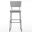Ver imagem 5 de Kit 03 Banquetas Alta para Cozinha Sala de Jantar Base Aço Fixa Allana L02 Linho Cinza - Lyam