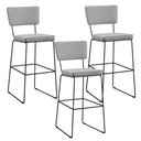 Ver imagem 1 de Kit 03 Banquetas Alta para Cozinha Sala de Jantar Base Aço Fixa Allana L02 Linho Cinza - Lyam
