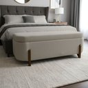 Ver imagem 1 de Banco Baú Organizador Estofado Orgânico Milão Peseira 1,40 Bouclê Bege - Montanari's Decor