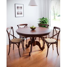 Mesa Redonda de Madeira 4 lugares 120x120cm - Troia - 9