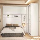 Ver imagem 4 de Guarda Roupa Modulado Casal 2 Portas de Correr com Cabeceira - Branco