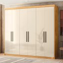 Ver imagem 1 de Guarda-Roupa Casal 6 Portas 4 Gavetas 7 Prateleiras Venice Amarelo/Cinamon/Off White