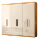 Ver imagem 2 de Guarda-Roupa Casal 6 Portas 4 Gavetas 7 Prateleiras Venice Amarelo/Cinamon/Off White