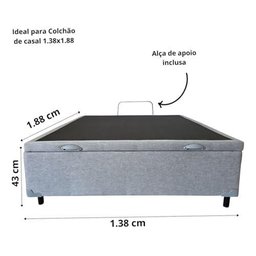 Base Box com Baú Casal Linho Cinza 1,38 X 1,88 Reforçada - 11