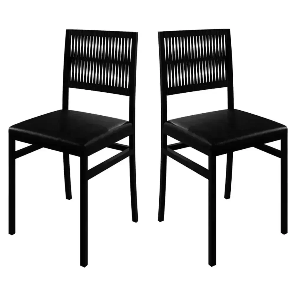 Kit 2 Cadeiras Barcelona Paonanda em Corda Náutica Cor Preto