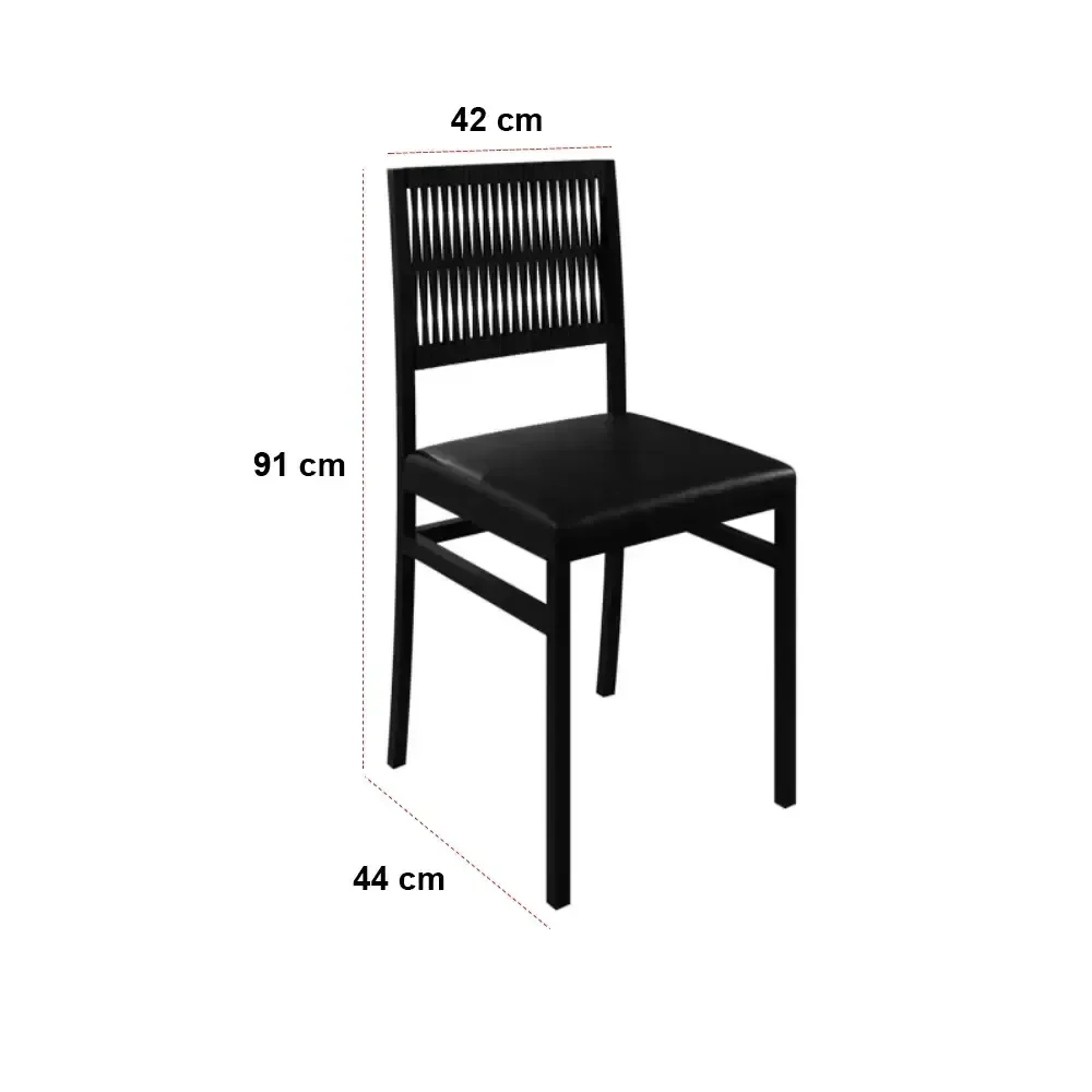 Ver imagem 2 de Kit 2 Cadeiras Barcelona Paonanda em Corda Náutica Cor Preto