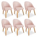 Ver imagem 1 de Kit 06 Cadeiras Jantar Bela Suede Rosa Bebê Pés Palito Castanho - Pallazio