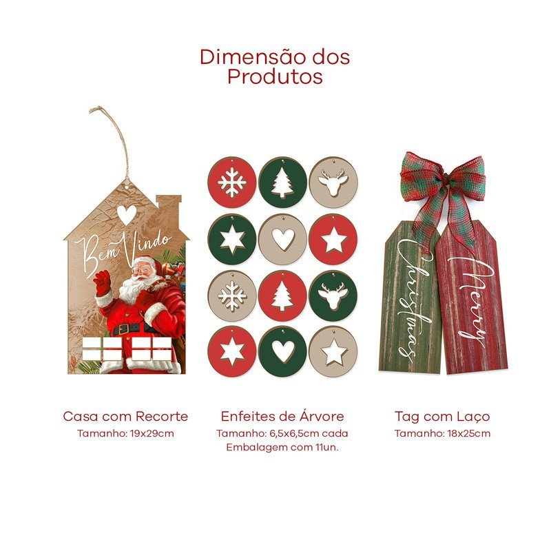 Kit Decoração de Árvore Natal e Enfeites de Porta