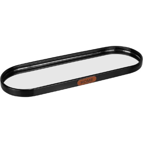 Bandeja Decorativa para Servir Oval Home&co com Espelho Metal 1x30x10cm Preta