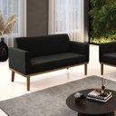 Ver imagem 1 de Poltrona Namoradeira Decorativa Isabella Pés Fixo em Madeira Castanho Suede Preto G19 - Gran Belo