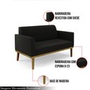 Ver imagem 3 de Poltrona Namoradeira Decorativa Isabella Pés Fixo em Madeira Castanho Suede Preto G19 - Gran Belo