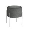 Puff Decorativo Liz Com Pé De Ferro Cromado Linho Escuro - 3