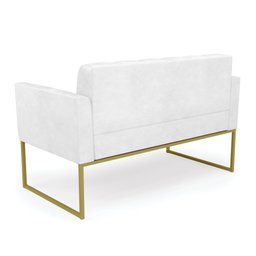 Sofá Namoradeira Elisa Corano Branco Base Metálica Industrial Dourado - D'Rossi - 4