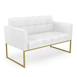 Sofá Namoradeira Elisa Corano Branco Base Metálica Industrial Dourado - D'Rossi - 1