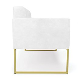 Sofá Namoradeira Elisa Corano Branco Base Metálica Industrial Dourado - D'Rossi - 5
