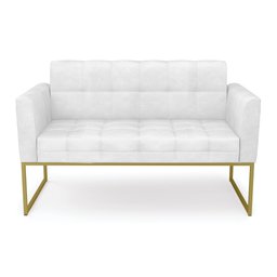 Sofá Namoradeira Elisa Corano Branco Base Metálica Industrial Dourado - D'Rossi - 3