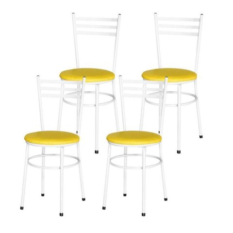 4 Cadeiras Epóxi Branca para Cozinha Amarelo