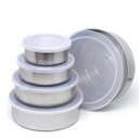 Ver imagem 2 de Jogo 5 Potes Inox com Tampa Conjunto Marmita Vasilha Empilhavel Armazenamento Refeiçao Alimento Orga