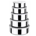 Ver imagem 1 de Jogo 5 Potes Inox com Tampa Conjunto Marmita Vasilha Empilhavel Armazenamento Refeiçao Alimento Orga