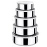 Jogo 5 Potes Inox com Tampa Conjunto Marmita Vasilha Empilhavel Armazenamento Refeiçao Alimento Orga - 1