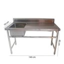 Ver imagem 2 de Pia De Inox 150x70x85 Cm Cuba Lado Esquerdo De 50x40x25cm Frigopro