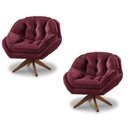 Ver imagem 1 de Kit 2 Poltrona Decorativa Estofada Base Giratória Califórnia Cor:bordo