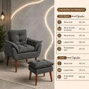 Ver imagem 4 de Poltrona Opala com Puff Opala com Design Moderno Cinza