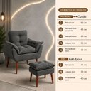 Ver imagem 4 de Poltrona Opala com Puff Opala com Design Moderno Cinza