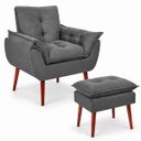 Ver imagem 1 de Poltrona Opala com Puff Opala com Design Moderno Cinza