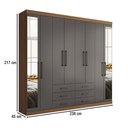 Ver imagem 4 de Guarda-roupa Casal Belize 8 Portas 6 Gavetas com Espelho Jatoba/grafite - Pnr Móveis