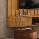 Ver imagem 4 de Painel para TV Elvano 75" 207cm MDP Bancada Suspensa Cumaru M20 Café D'Rossi