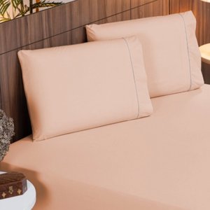 Jogo De LenÇOl Cama Casal 400 Fios Ponto Palito 3 PeÇAs Casal