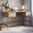 Ver imagem 2 de Mesa Escrivaninha Home Office 2 Gavetas Industrial Indy A03 Hanover Dourado - Lyam Decor