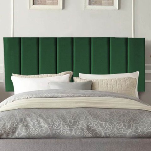 Cabeceira Estofada Cama Casal Queen Size 160 Cm Maya Suede e Frame Verde