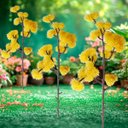 Ver imagem 2 de Kit 4 Plantas Artificiais Enfeite Mamona Amarela Jardim 70cm