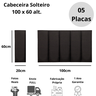 Cabeceira Solteiro Linho Preto Placa Modulada Estofada Ripada Adesiva - 5
