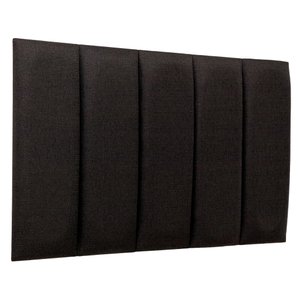 Cabeceira Solteiro Linho Preto Placa Modulada Estofada Ripada Adesiva