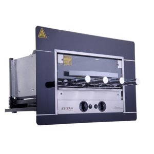 Churrasqueira a Gás de Embutir Titan Titanium Preto 4 Espetos Rotativos 127v