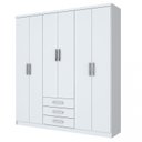 Ver imagem 3 de Guarda Roupa Casal 6 Portas 3 Gavetas Julian Espresso Móveis Branco