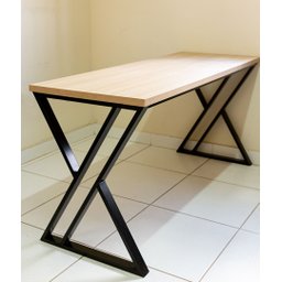 Mesa de Mdf com Pés em Metalon Formato X - Tamanho Regular - Base Preta - Mobília Express - 2