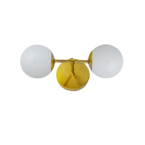 Arandela Moderna Jabuticaba Dourada 2 Globos Bola de Vidro Arevo Iluminação TRANSPARENTE