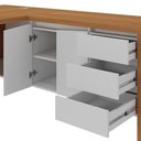 Ver imagem 3 de Mesa para Escritório em L 180x190cm 2 Portas e 3 Gavetas Unik A02 Freijó Branco