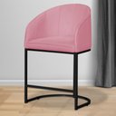 Ver imagem 2 de Poltrona Banqueta Decorativa Luxo Mia Suede Base Metal Preta - Estopar Poltrona Mia Suede Rosa