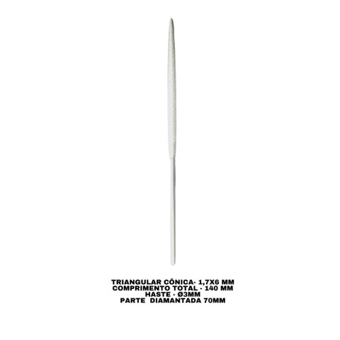 Lima Diamantada Profissional Individual Agulha 140mm - TRIANGULAR CÔNICA PF-108LV - #400