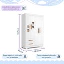Ver mais imagens de Guarda Roupa de Bebê 100% MDF 4 Portas 2 Gavetas Fly Branco