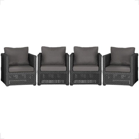 4 Poltronas Madri Alumínio Corda Náutica Estofado 11 Trama Original