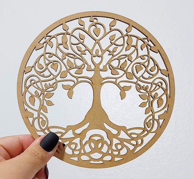 Mandala Arvore Vida - Mdf - Cru - Quadro Adesivo - 10cm - 2